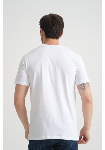 Shooter Sportwear Shooter Erkek T-shirt Nefes Alabilen Esnek Pamuklu Kumaş Regular Kalıp Minimal Logolu Beyaz