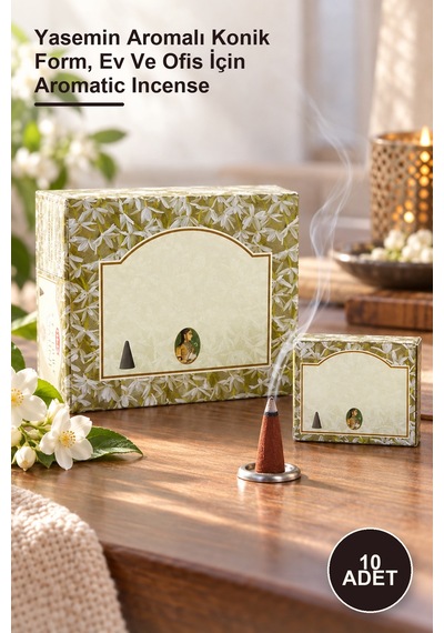 10 Adet Konik Tütsü Yasemin Aromalı Konik Form, Ev Ve Ofis İçin Aromatic Incense 1