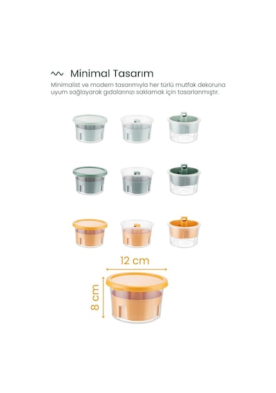 Vienev 6 Adet Mini Zeytin Turşu Peynir Saklama Kabı Kahvaltılık Sunum Kasesi Renkli
