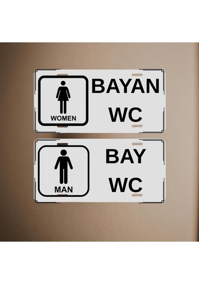 Bay Bayan Wc Tabela Seti - Metal Tuvalet Yönlendirme Levhası 2'li Set
