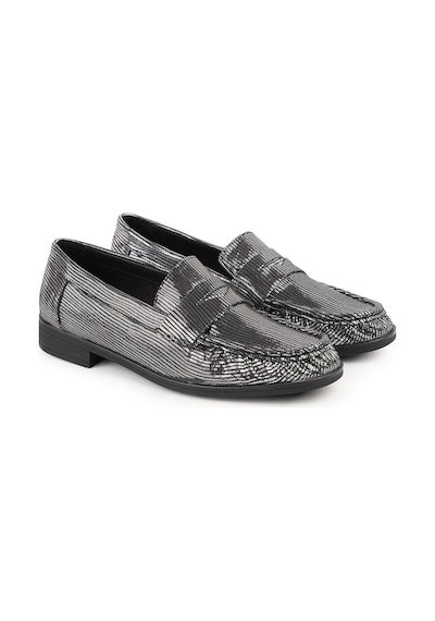 Mamma Mia Kadın Loafer Günlük Simli Metalik Slip-on Klasik Anne Ayakkabısı 26y-7365 Siyah