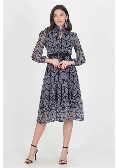 Neşeli Butik Kadın Puantiyeli Omuz Ve Yakası Gipeli Midi Boy Kemerli Şifon Elbise Nb0005 Siyah Neşeli Butik Kadın Puantiyeli Omuz Ve Yakası Gipeli Midi Boy Kemerli Şifon Elbise Nb0005 Siyah