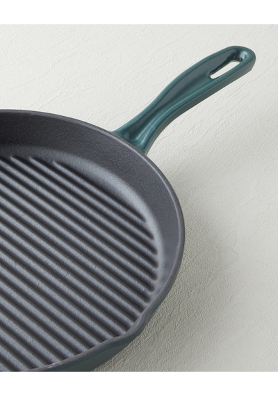 English Home Hecha Demir Döküm Yuvarlak Grill Tava 28x4 Cm Mat Yeşil Mat Yeşil
