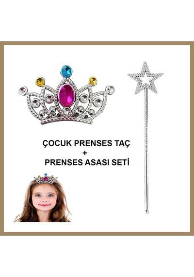 Bezos Çocuklar İçin Taraklı Prenses Tacı Ve Prenses Yıldız Asa Seti Gümüş 22 Diğer