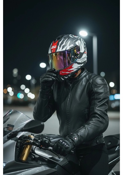Gıvı 50.x Sharkbıte Mat Beyaz  1 Renkli 1 Şeffaf Vizörlü Motosiklet Kask İridyum Vizör + Şeffaf