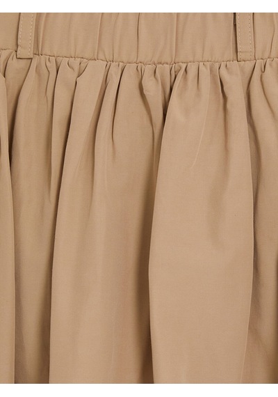 Lcw Modest Bej Beli Lastikli Poplin Kloş Etek