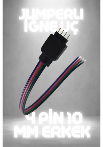 70 Adet Led Bağlantı Konnektör Soket Rgb Şerit Led 4 Pin 10 Mm Erkek Jumperlı İğne Uç