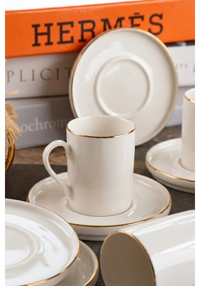Kitchen Life 12 Parça 6 Kişilik Stackable Altın Yaldızlı Kahve Fincan Takımı -  Kahve Fincanı Seti 100 ML