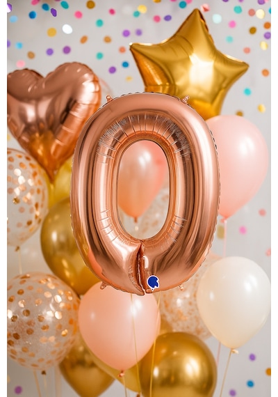 Folyo Rakam 0 Sıfır Rosegold Renkli 40 İnç 100 Cm Grabo Doğum Günü Balonu Çok Renkli