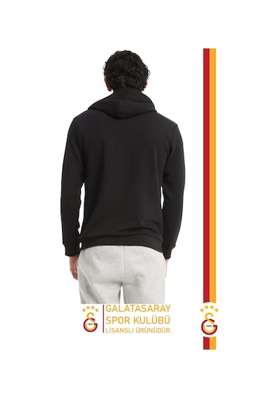 Galatasaray Lisanslı Kapüşonlu Logo Erkek Sweat Gs Bileklik Set Ahşap Kutulu 096 Siyah