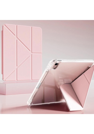 İpad 11.nesil A16 11inç/10.nesil 10.9inç İle Uyumlu Kalem Koyma Bölmeli Ultra Koruma Antişok Yatay Dikey Şekillerde Stand Seçeneği Uyku Modlu New Attractive Hx99 Smart Cover Kılıf Pembe