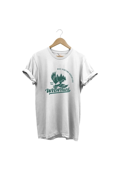 Avcılık Hunting Ördek Avı Baskılı Adventure %100 Pamuk Regular Fit Bisiklet Yaka Unisex T-shirt Beyaz
