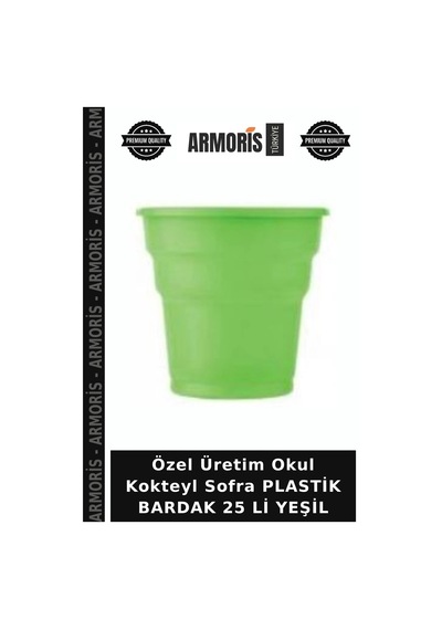 Özel Üretim Okul Kokteyl Sofra Plastik Bardak 25 Li Yeşil