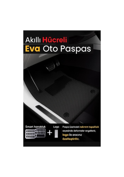 Dacia Spring 2021 2025 Comfort Uyumlu Eva Oto Paspas Siyah Metal Topukluklu Tam Set
