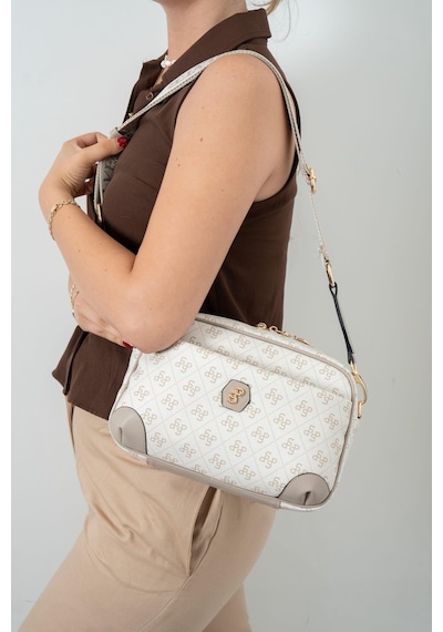 Silver Polo Sp1094 Kadın Çapraz Çanta Monogram Bej-kum