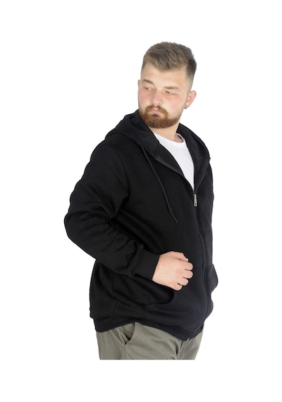 Mode Xl Erkek Sweatshirt Kapşonlu Zippered Basic 20543 Siyah 001 Mode Xl Erkek Sweatshirt Kapşonlu Zippered Basic 20543 Siyah 001