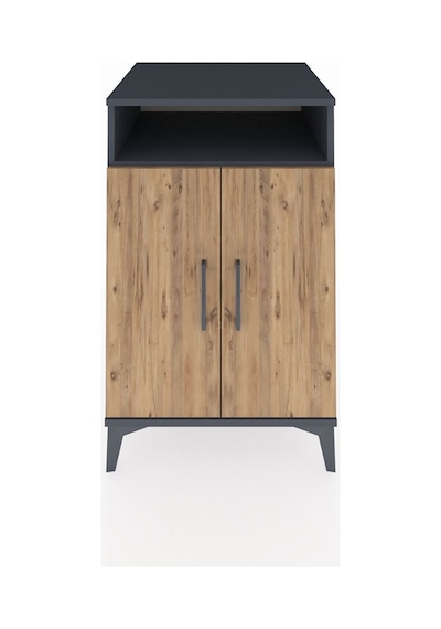 Kronos Komodin 3 Raflı 2 Kapaklı 60x59x96 Antrasit-çam Antrasit