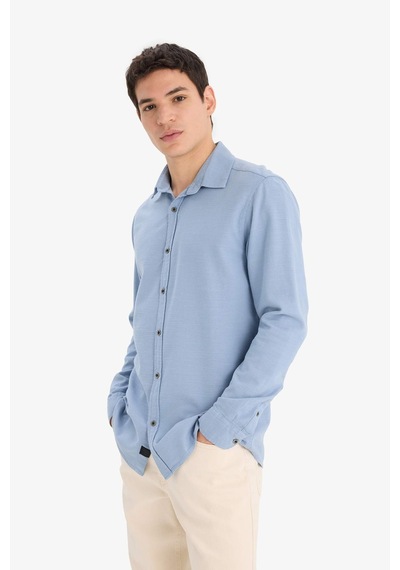 DeFacto Slim Fit Dar Kesim Pamuklu Basic Düz Uzun Kollu Gömlek A4644AX25SPBE299