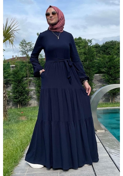 Rabia Şamlı Asil Lacivert Elbise Lacivert