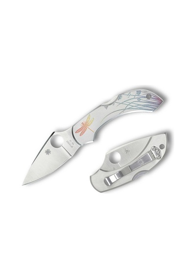Spyderco Dragonfly Tattoo Stainless Plainedge Kamp Çakı Gümüş