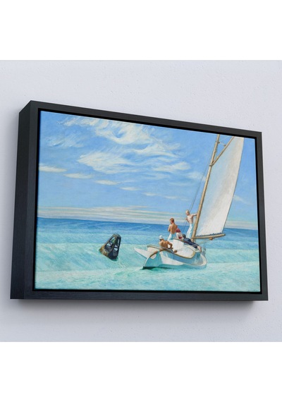 Ahşap Çerçeveli Edward Hopper - Ground Swell Yelkenli Tablosu-7077