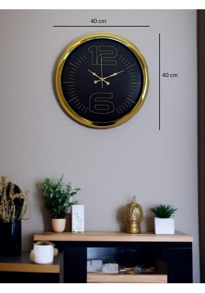 Elite Luxury Gold 40 Cm Metal Duvar Saati Çok Renkli