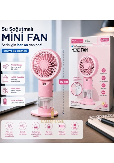 Kalemhane Su Hazneli 3 Kademeli El Fanı Pembe
