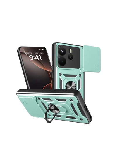 Redmi Note 14 4g Pars Lens Yüzüklü Silikon - Yeşil Bz8683140879464