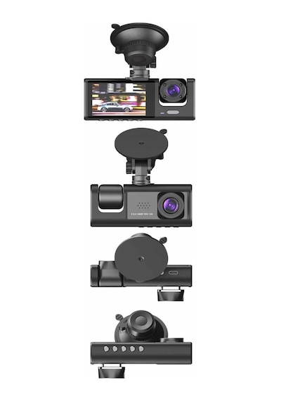 Ta-01 Siyah 1080p Araç İçi 3 Kameralı Lcd Ekranlı Gece Görüşlü , G-sensör , Geri Görüş Kamera