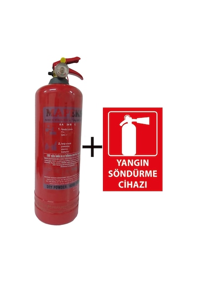 Mapeks Yangın Tüpü 2 KG ve Yangın Tüpü Levhası 2'li Set