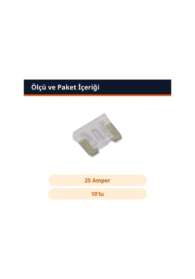 Trobus Oto Sigortası Bıçak Tip Mikro Boy 25 Amper Beyaz 10'lu Diğer