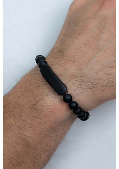 Takı Dükkanı Mat Siyah Boncuk Taşlı Unisex Bileklik Bbb19cm Siyah