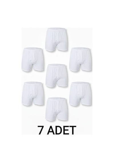Enmodaiçgiyim 7 Adet Beyaz %100 Pamuk Rahat Kesim Erkek Paçalı Külot Boxer