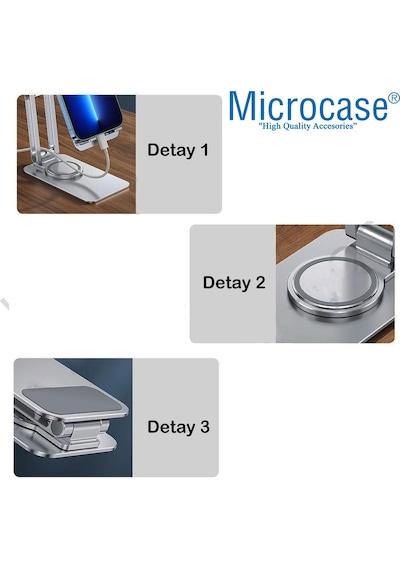 Microcase AL3758 360 Döner Uzayabilir Masaüstü Telefon Tablet Stand Metal