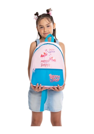 Superbag Kız Çocuk Anaokulu Çantası Flamingo Desenli Sırt Çantası Kreş Çantası Pembe