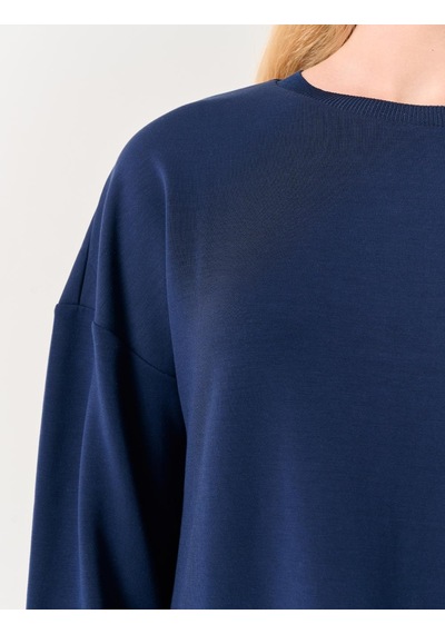 Jimmy Key Lacivert Bisiklet Yaka Uzun Kollu Oversize Sweatshirt Lacivert