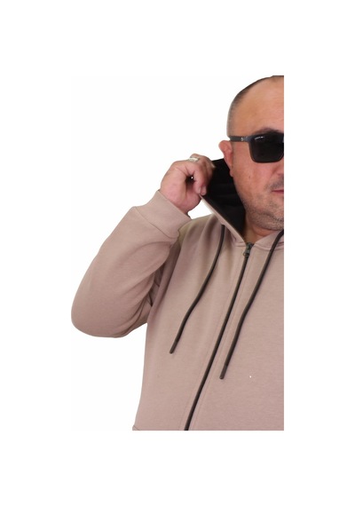 Moc Grande Mocgrande Büyük Beden Unisex Kapüşonlu 3Ip Sweat 11701 Toprak-Toprak