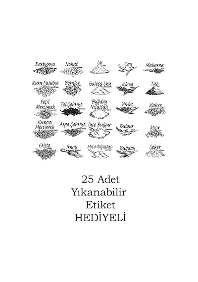 Porsima 4520 Füme Kiler Box 6'lı Dikdörtgen Erzak Saklama Kabı Seti 1,3 Litre Bakliyat, Baharat Ve Mutfak Düzenleyici Etiket Hediyeli Füme - Şeffaf