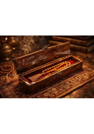 Kutusu Ahşap Tesbih Masif Cam El Yapımı 26x6x5 Cm Koleksiyon Kutusu 45663050