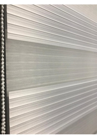 Pliseli Stor Zebra  Sert Plastik Kasalı Ekru Perde  STB481-PD