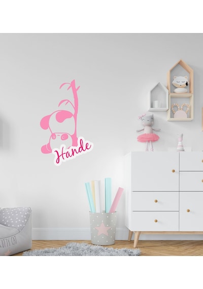 Kişiye Özel Sevimli Panda Tasarımlı Çocuk Odası Duvar Sticker-2