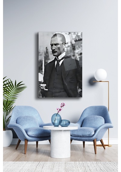 Atatürk Cam Tablo Portre Cam Tablo Duvar Dekoru Atatürk Portresi Kırılmaz Cam Solmaz Baskı 010