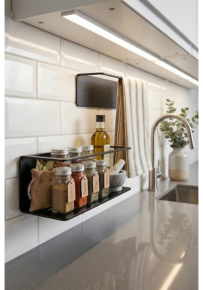Orret Home Yapışkanlı Banyo Organizer Rafı Paslanmaz Siyah Metal Duvar Tipi Raf Delmeden Montajl Sku: Smgstk7ff2e15b99 Açık Gri