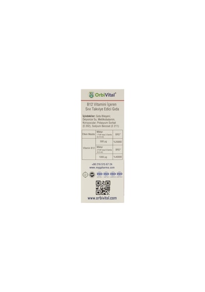 Orbivital Methyl B12 Sprey 2 Puf 1000 Mcg Metilkobalamin İçeren Dilaltı Sprey 200 Puf 30 Ml