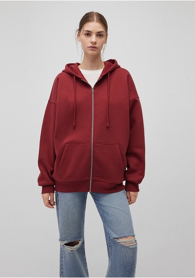 Mavi - Kapüşonlu Fermuarlı Bordo Sweatshirt 1610221-85493 Bordo
