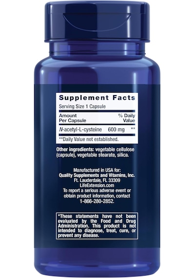 Life Extension N-acetyl-l-cysteine Liver Health N.a.c 600 Mg 60 Caps