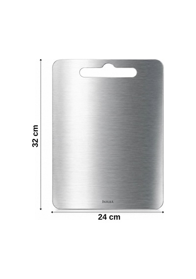 Igrıll Et Kesme Tahtası 304 Paslanmaz Çelik 32x24cm - Hijyenik Çift Taraflı Mutfak Tezgah Üstü Kesim Gri