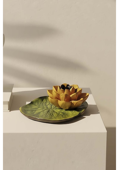 Sarı Lotus Çiçeği Dekoratif Tabak