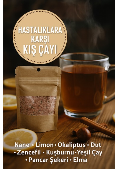 Doğal Karışım Kış Çayı,nane, Limon, Okaliptus, Dut, Zencefil, Kuşburnu,pancar Şekeri 20 Bardaklık