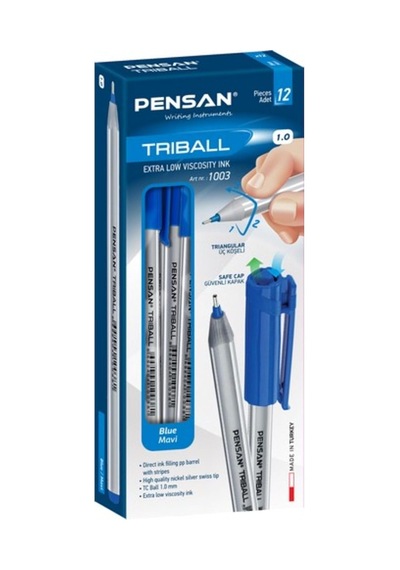Pensan Triball Tükenmez Kalem 12'li Kutu - Mavi Genel